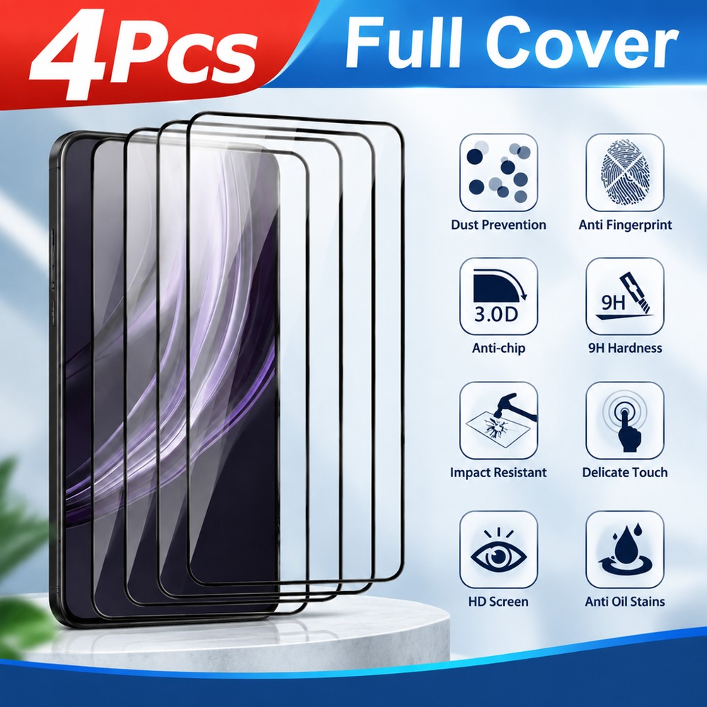 Realme C67 - 4 قطع من الزجاج المقوى لهواتف