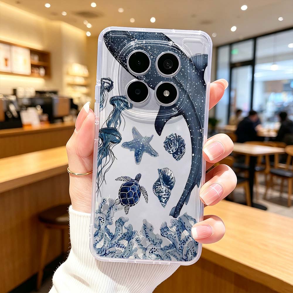 Xiaomi Poco X6 - غطاء هاتف شفاف واقٍ بنمط حوت